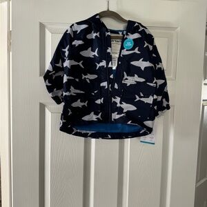 Carters  color changing rain coat size 24m shark blue design nwt